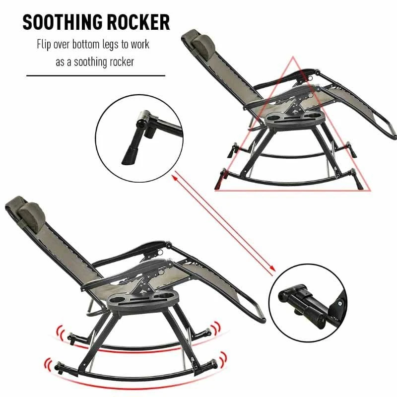 Outsunny Steel Garden Rocking Chair - Grey - 84A-080GY 4 Outsunny Steel Garden Rocking Chair - Grey - 84A-080GY - Image 4