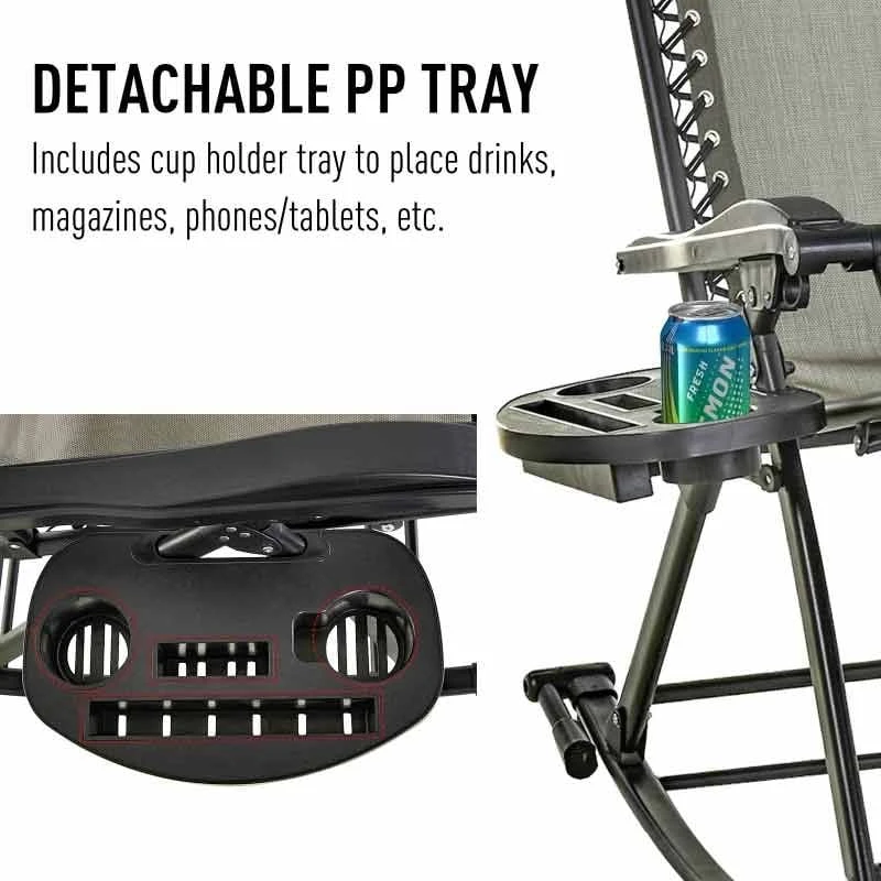 Outsunny Steel Garden Rocking Chair - Grey - 84A-080GY 6 Outsunny Steel Garden Rocking Chair - Grey - 84A-080GY - Image 6