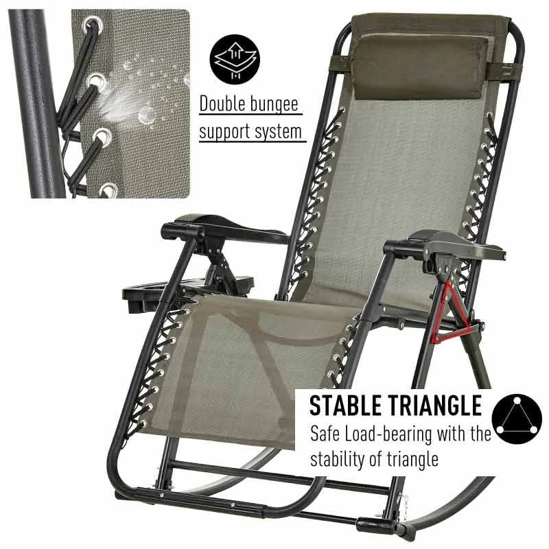 Outsunny Steel Garden Rocking Chair - Grey - 84A-080GY 7 Outsunny Steel Garden Rocking Chair - Grey - 84A-080GY - Image 7