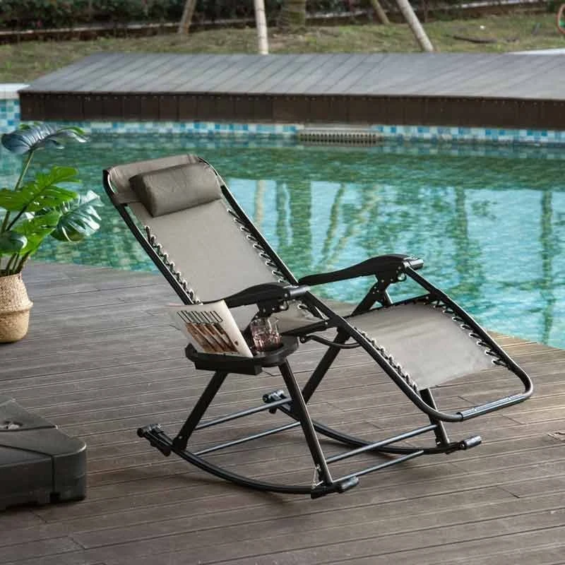 Outsunny Steel Garden Rocking Chair - Grey - 84A-080GY 9 Outsunny Steel Garden Rocking Chair - Grey - 84A-080GY - Image 9