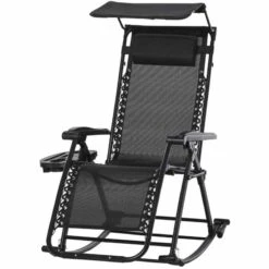 Outsunny Rocker Sun Lounger Chair - Black - 84A-080V01BK -OUTSUNNY Sales Shop o u outsunny 84a 080v01bk 2
