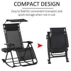 Outsunny Rocker Sun Lounger Chair - Black - 84A-080V01BK -OUTSUNNY Sales Shop o u outsunny 84a 080v01bk design