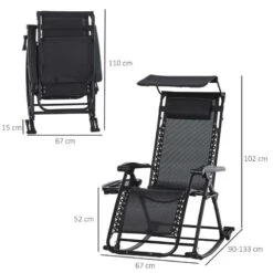 Outsunny Rocker Sun Lounger Chair - Black - 84A-080V01BK -OUTSUNNY Sales Shop o u outsunny 84a 080v01bk dimensions