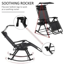 Outsunny Rocker Sun Lounger Chair - Black - 84A-080V01BK -OUTSUNNY Sales Shop o u outsunny 84a 080v01bk rocker