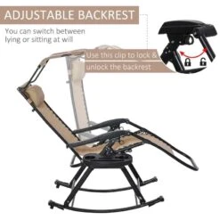 Outsunny Rocker Sun Lounger Chair - Beige - 84A-080V01CW -OUTSUNNY Sales Shop o u outsunny 84a 080v01cw backrest