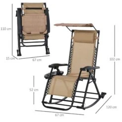 Outsunny Rocker Sun Lounger Chair - Beige - 84A-080V01CW -OUTSUNNY Sales Shop o u outsunny 84a 080v01cw dimensions