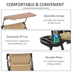 Outsunny Rocker Sun Lounger Chair - Beige - 84A-080V01CW -OUTSUNNY Sales Shop o u outsunny 84a 080v01cw features