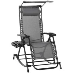 Outsunny Rocker Sun Lounger Chair - Grey - 84A-080V01GY -OUTSUNNY Sales Shop o u outsunny 84a 080v01gy 2