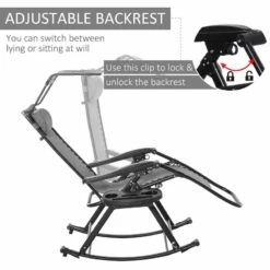 Outsunny Rocker Sun Lounger Chair - Grey - 84A-080V01GY -OUTSUNNY Sales Shop o u outsunny 84a 080v01gy backrest