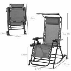 Outsunny Rocker Sun Lounger Chair - Grey - 84A-080V01GY -OUTSUNNY Sales Shop o u outsunny 84a 080v01gy dimensions
