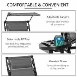 Outsunny Rocker Sun Lounger Chair - Grey - 84A-080V01GY -OUTSUNNY Sales Shop o u outsunny 84a 080v01gy features
