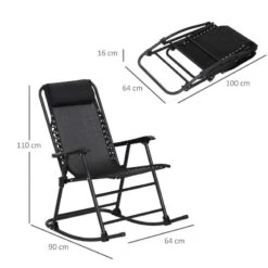 Outsunny Mesh Folding Garden Rocking Chair - Black - 84A-099BK -OUTSUNNY Sales Shop o u outsunny 84a 099bk 2