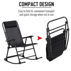 Outsunny Mesh Folding Garden Rocking Chair - Black - 84A-099BK -OUTSUNNY Sales Shop o u outsunny 84a 099bk 3