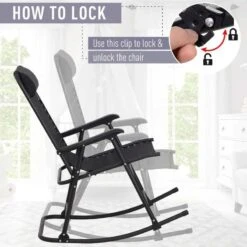 Outsunny Mesh Folding Garden Rocking Chair - Black - 84A-099BK -OUTSUNNY Sales Shop o u outsunny 84a 099bk 4