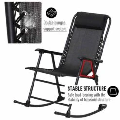 Outsunny Mesh Folding Garden Rocking Chair - Black - 84A-099BK -OUTSUNNY Sales Shop o u outsunny 84a 099bk 5