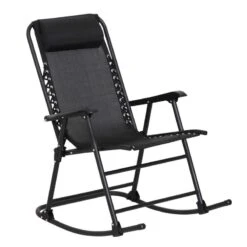 Outsunny Mesh Folding Garden Rocking Chair - Black - 84A-099BK -OUTSUNNY Sales Shop o u outsunny 84a 099bk 9