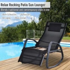 Outsunny Rocking And Reclining Sun Lounger - Black - 84A-121V70BK 12 Outsunny Rocking And Reclining Sun Lounger - Black - 84A-121V70BK -OUTSUNNY Sales Shop o u outsunny 84a 121v70bk 2