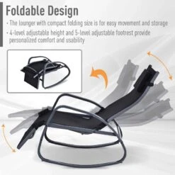 Outsunny Rocking And Reclining Sun Lounger - Black - 84A-121V70BK 14 Outsunny Rocking And Reclining Sun Lounger - Black - 84A-121V70BK -OUTSUNNY Sales Shop o u outsunny 84a 121v70bk 4