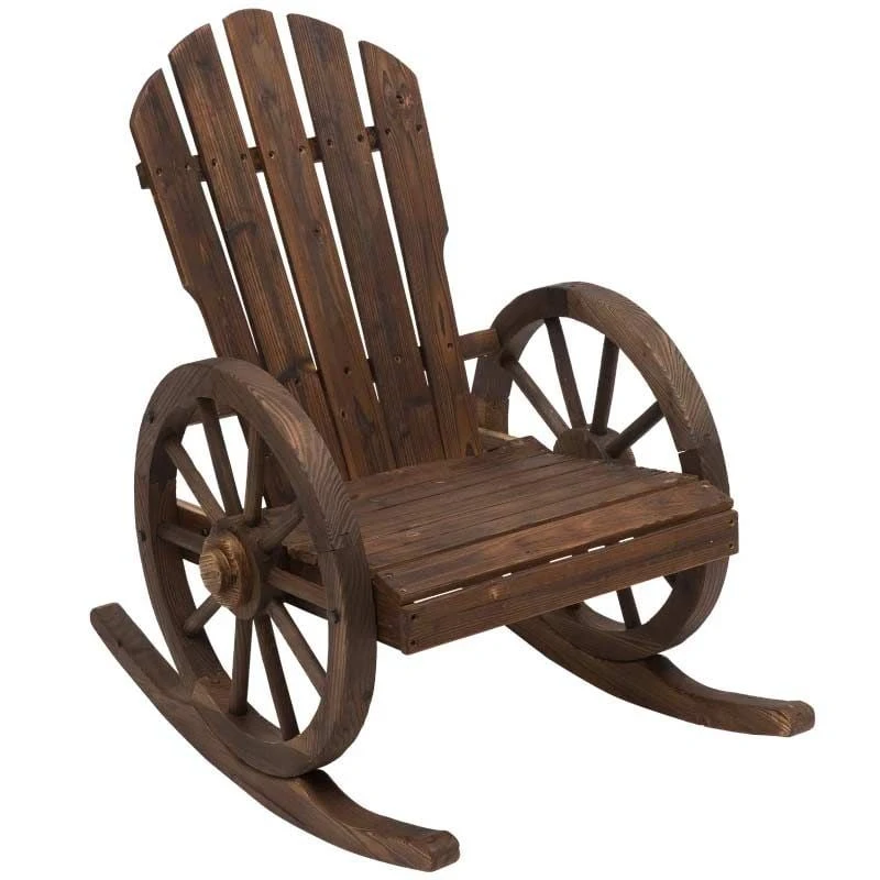 Outsunny Wooden Garden Rocking Chair - Brown - 84A-126 2 Outsunny Wooden Garden Rocking Chair - Brown - 84A-126 - Image 2