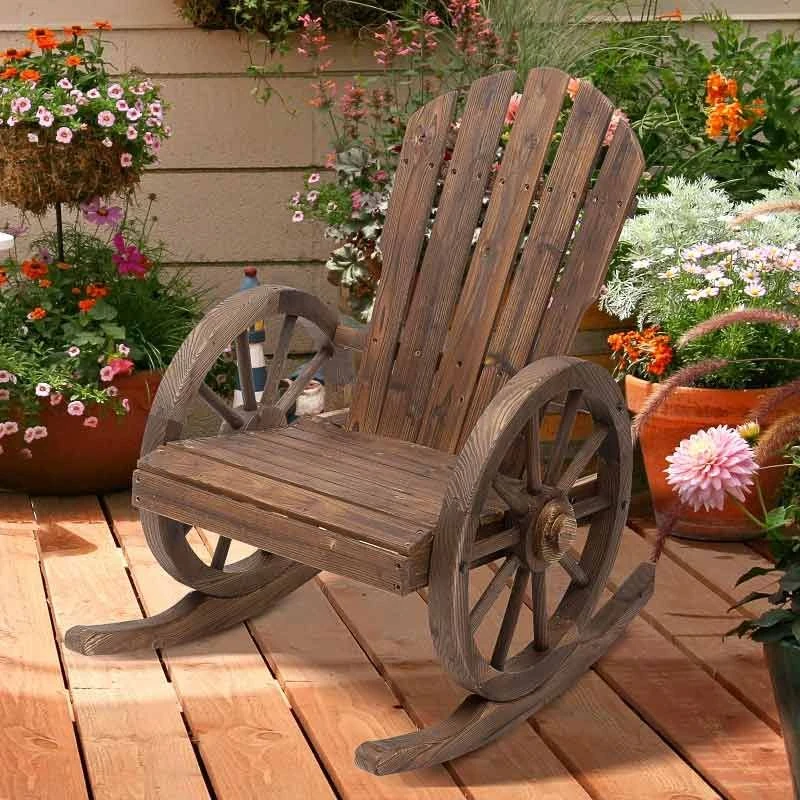 Outsunny Wooden Garden Rocking Chair - Brown - 84A-126 10 Outsunny Wooden Garden Rocking Chair - Brown - 84A-126 - Image 10