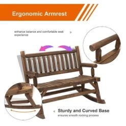 Outsunny 2 Seater Rocking Garden Bench - Dark Brown - 84A-133 -OUTSUNNY Sales Shop o u outsunny 84a 133 3