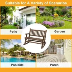 Outsunny 2 Seater Rocking Garden Bench - Dark Brown - 84A-133 -OUTSUNNY Sales Shop o u outsunny 84a 133 5