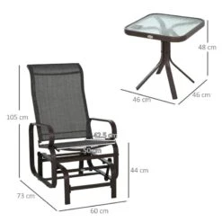 Outsunny Metal Garden Rocking Chair With Table - Brown - 84A-134 -OUTSUNNY Sales Shop o u outsunny 84a 134 2