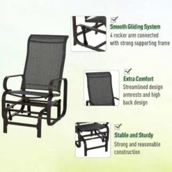 Outsunny Metal Garden Rocking Chair With Table - Brown - 84A-134 -OUTSUNNY Sales Shop o u outsunny 84a 134 4