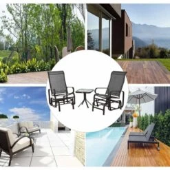 Outsunny Metal Garden Rocking Chair With Table - Brown - 84A-134 -OUTSUNNY Sales Shop o u outsunny 84a 134 6