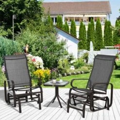 Outsunny Metal Garden Rocking Chair With Table - Brown - 84A-134 -OUTSUNNY Sales Shop o u outsunny 84a 134 9