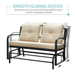 Outsunny 2 Seater Garden Swing Garden Bench With Cushions - Black/Cream - 84A-145 -OUTSUNNY Sales Shop o u outsunny 84a 145 2