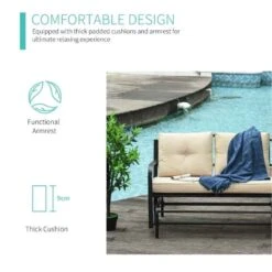 Outsunny 2 Seater Garden Swing Garden Bench With Cushions - Black/Cream - 84A-145 -OUTSUNNY Sales Shop o u outsunny 84a 145 4