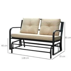 Outsunny 2 Seater Garden Swing Garden Bench With Cushions - Black/Cream - 84A-145 -OUTSUNNY Sales Shop o u outsunny 84a 145 dimensions
