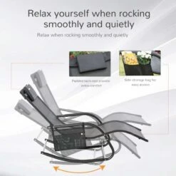 Outsunny Garden Rocking Chair With Recliner Seat - Black - 84A-160V70BK -OUTSUNNY Sales Shop o u outsunny 84a 160v70bk 2