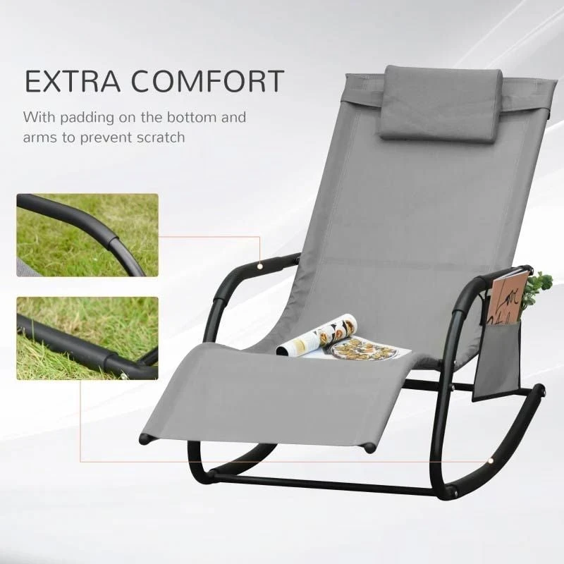 Outsunny Mesh Garden Rocking Chair - Grey - 84A-160V70CG 5 Outsunny Mesh Garden Rocking Chair - Grey - 84A-160V70CG - Image 5