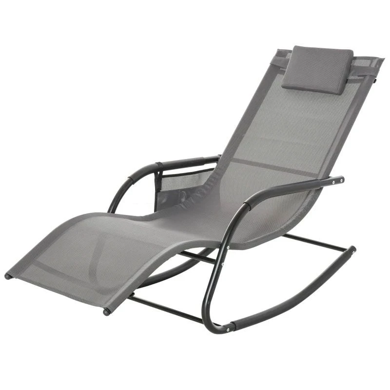 Outsunny Mesh Garden Rocking Chair - Grey - 84A-160V70CG 10 Outsunny Mesh Garden Rocking Chair - Grey - 84A-160V70CG - Image 10