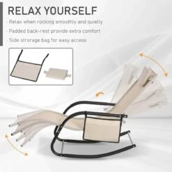 Outsunny Mesh Garden Rocking Chair - Cream - 84A-160V70CW -OUTSUNNY Sales Shop o u outsunny 84a 160v70cw 4