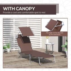Outsunny Reclining Sun Lounger With Sun Shade - Brown - 84B-001BN 13 Outsunny Reclining Sun Lounger With Sun Shade - Brown - 84B-001BN -OUTSUNNY Sales Shop o u outsunny 84b 001bn 4