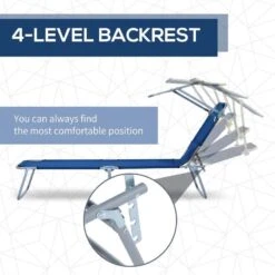 Outsunny Reclining Sun Lounger With Sun Shade - Blue - 84B-001BU 12 Outsunny Reclining Sun Lounger With Sun Shade - Blue - 84B-001BU -OUTSUNNY Sales Shop o u outsunny 84b 001bu 3