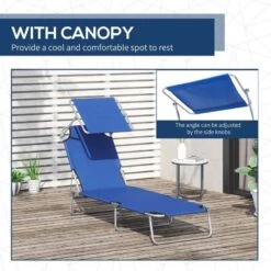 Outsunny Reclining Sun Lounger With Sun Shade - Blue - 84B-001BU 13 Outsunny Reclining Sun Lounger With Sun Shade - Blue - 84B-001BU -OUTSUNNY Sales Shop o u outsunny 84b 001bu 4