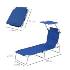 Outsunny Reclining Sun Lounger With Sun Shade - Blue - 84B-001BU 10 Outsunny Reclining Sun Lounger With Sun Shade - Blue - 84B-001BU -OUTSUNNY Sales Shop o u outsunny 84b 001bu dimensions