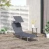 Outsunny Reclining Sun Lounger With Sun Shade - Grey - 84B-001GY -OUTSUNNY Sales Shop o u outsunny 84b 001gy