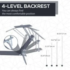 Outsunny Reclining Sun Lounger With Sun Shade - Grey - 84B-001GY -OUTSUNNY Sales Shop o u outsunny 84b 001gy 2