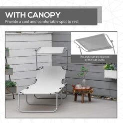 Outsunny Reclining Sun Lounger With Sun Shade - Grey - 84B-001LG -OUTSUNNY Sales Shop o u outsunny 84b 001lg 4