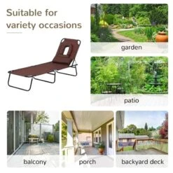 Outsunny Reclining Sun Lounger With Pillow - Brown - 84B-002 -OUTSUNNY Sales Shop o u outsunny 84b 002 2