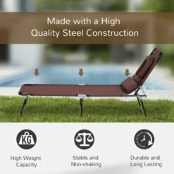 Outsunny Reclining Sun Lounger With Pillow - Brown - 84B-002 -OUTSUNNY Sales Shop o u outsunny 84b 002 4