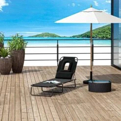 Outsunny Reclining Sun Lounger - Black - 84B-002BK -OUTSUNNY Sales Shop o u outsunny 84b 002bk lifestyle