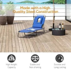 Outsunny Reclining Sun Lounger With Pillow - Blue - 84B-002BU -OUTSUNNY Sales Shop o u outsunny 84b 002bu 4