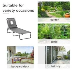 Outsunny Reclining Sun Lounger With Pillow - Grey - 84B-002CG -OUTSUNNY Sales Shop o u outsunny 84b 002cg 3