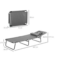 Outsunny Reclining Sun Lounger With Pillow - Grey - 84B-002CG -OUTSUNNY Sales Shop o u outsunny 84b 002cg dimensions